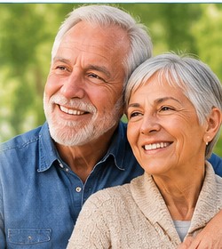 Smiling senior couple in Alabama learning about senior assistance, Medicare and Medicaid resources